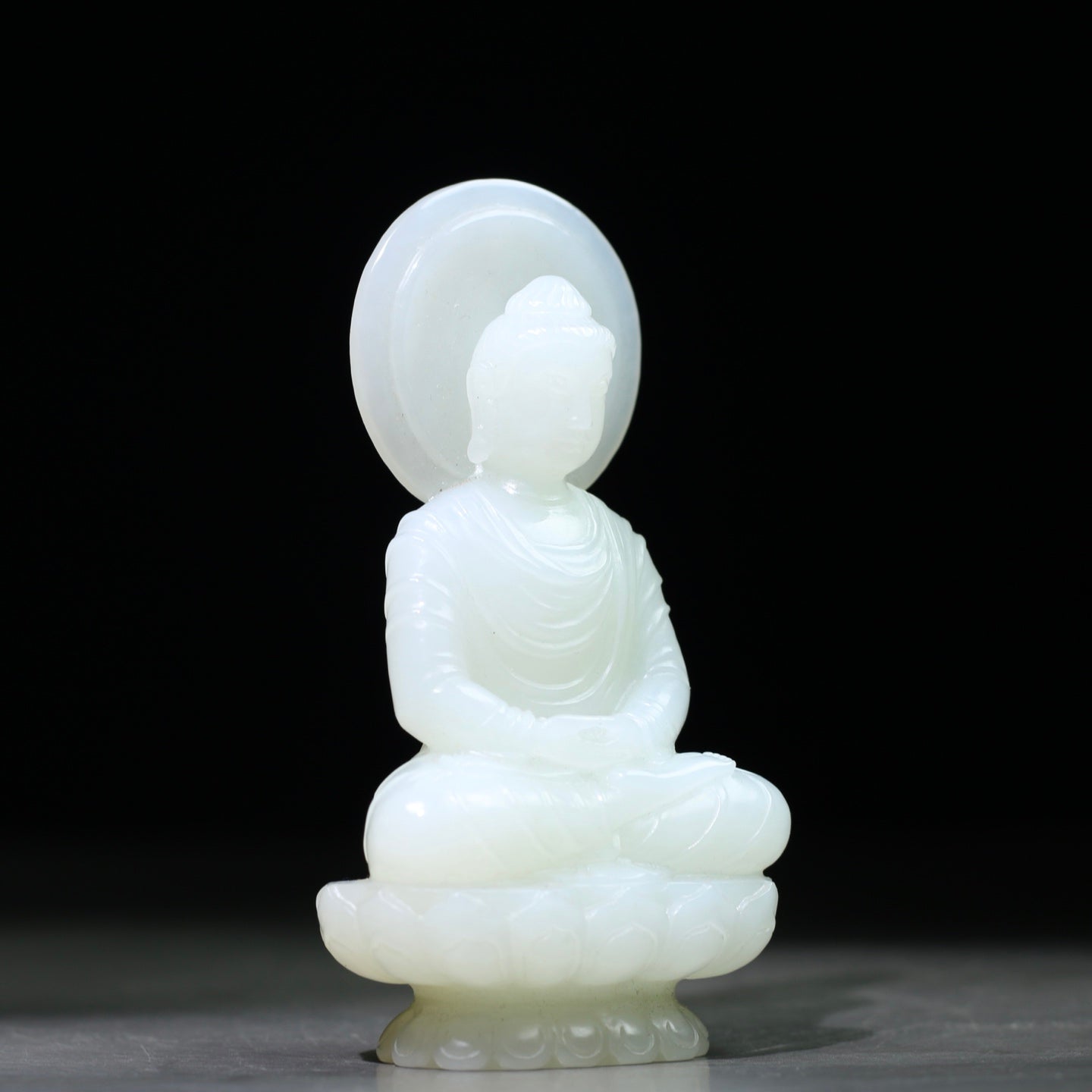 A1862 High Quality Chinese White Hetian Jade Carved Siddhartha Buddha Statue