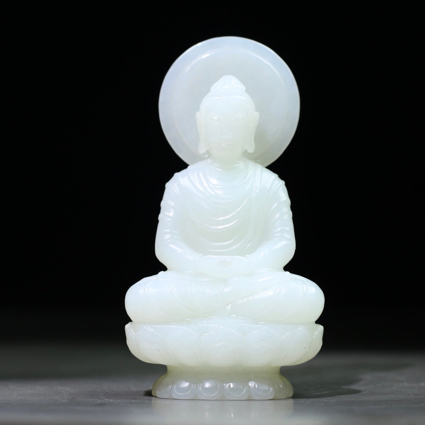 A1862 High Quality Chinese White Hetian Jade Carved Siddhartha Buddha Statue
