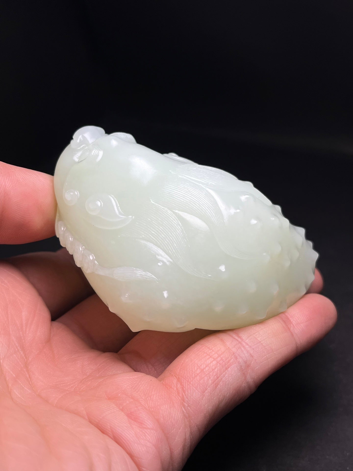 A1875 Superb Chinese Hetian Jade Carved Fortune Toad Statue