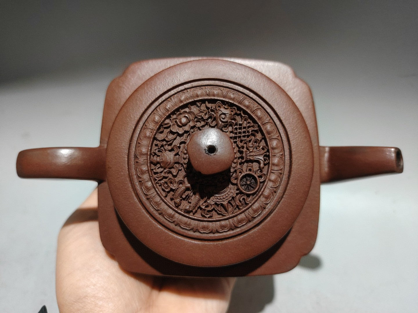 A1877 Chinese Yixing Zisha Low Relief Plum Flower & Magpie Teapot