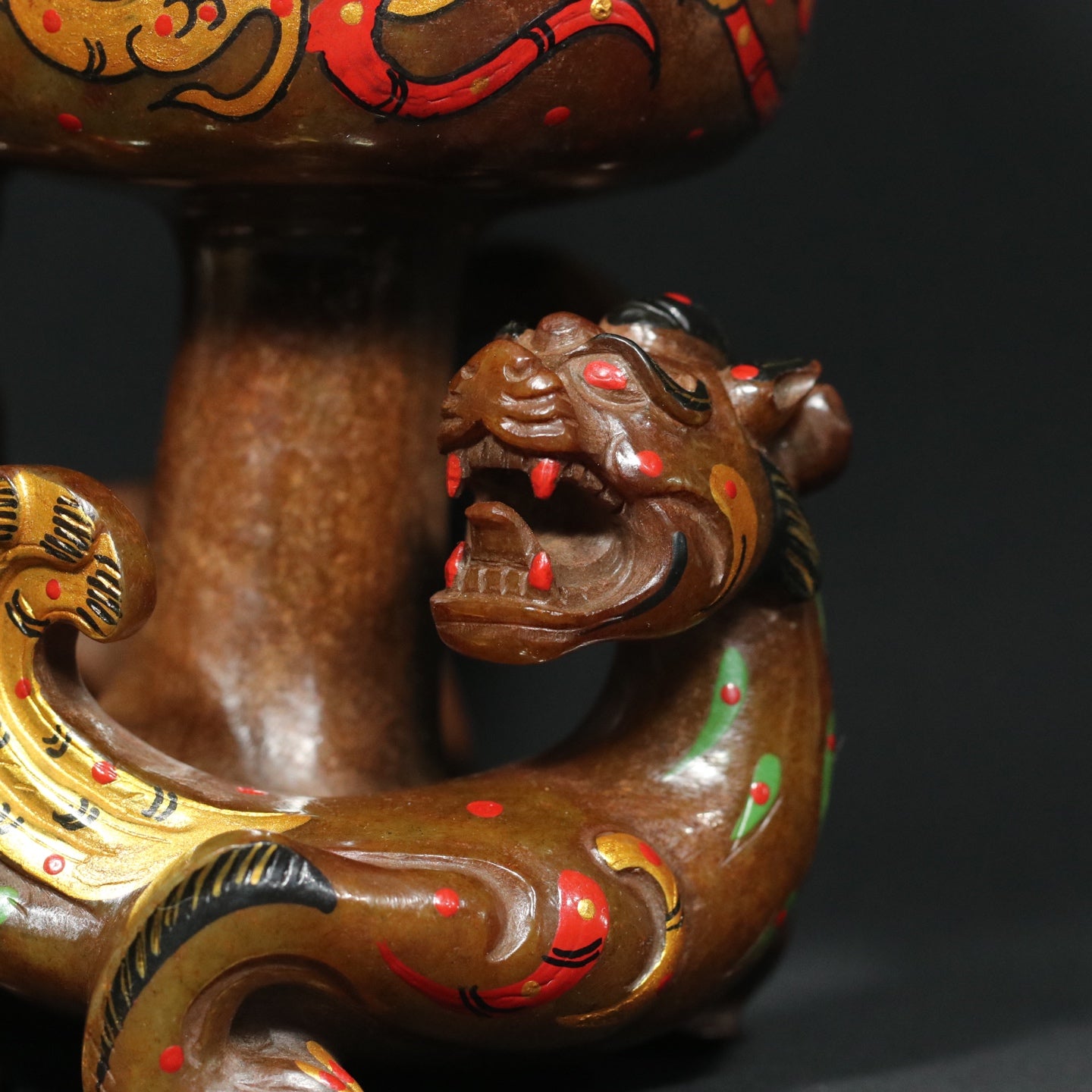 A1892 Vintage Chinese Colored Drawing Hetian Jade Divine Beast Incense Burner