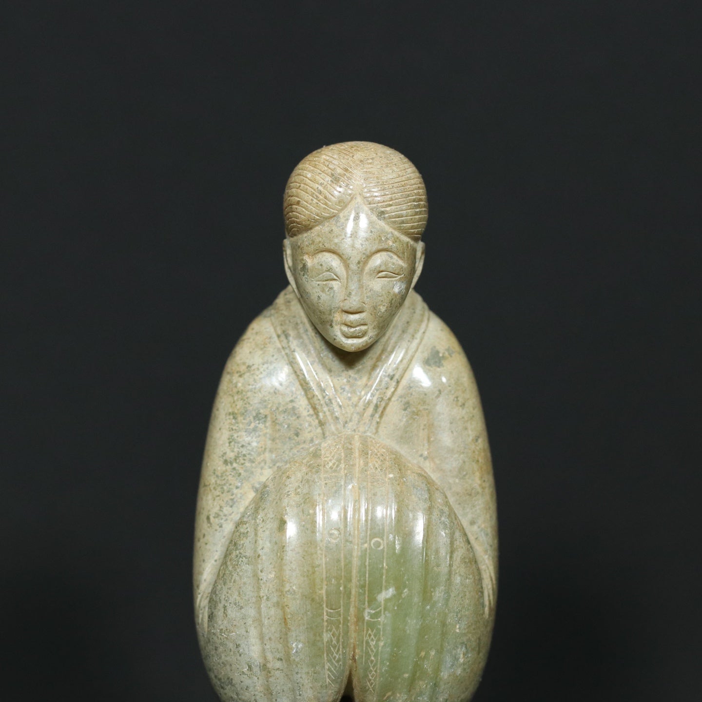 A1917 A Pair Vintage Chinese Hetian Jade Carved Figure Statues