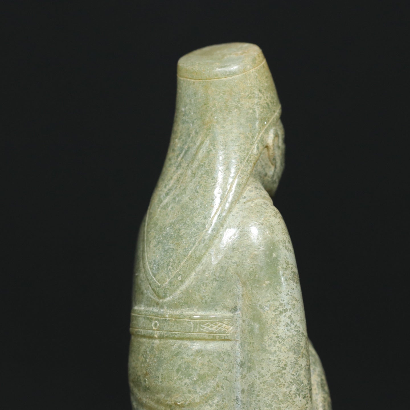 A1917 A Pair Vintage Chinese Hetian Jade Carved Figure Statues