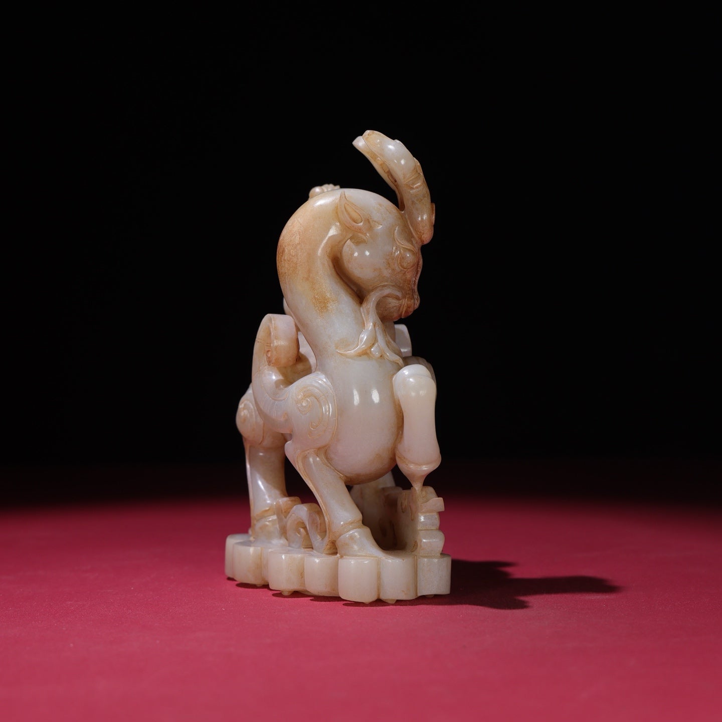 A1925 High Quality Chinese Hetian Jade Carved Fortune Deer & Figure Statue