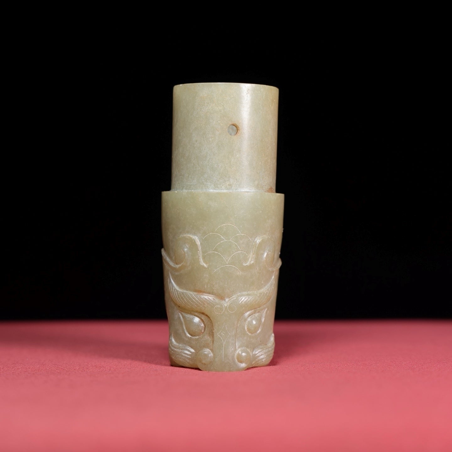 A1936 Vintage Chinese Hetian Jade Beast Head Pendant