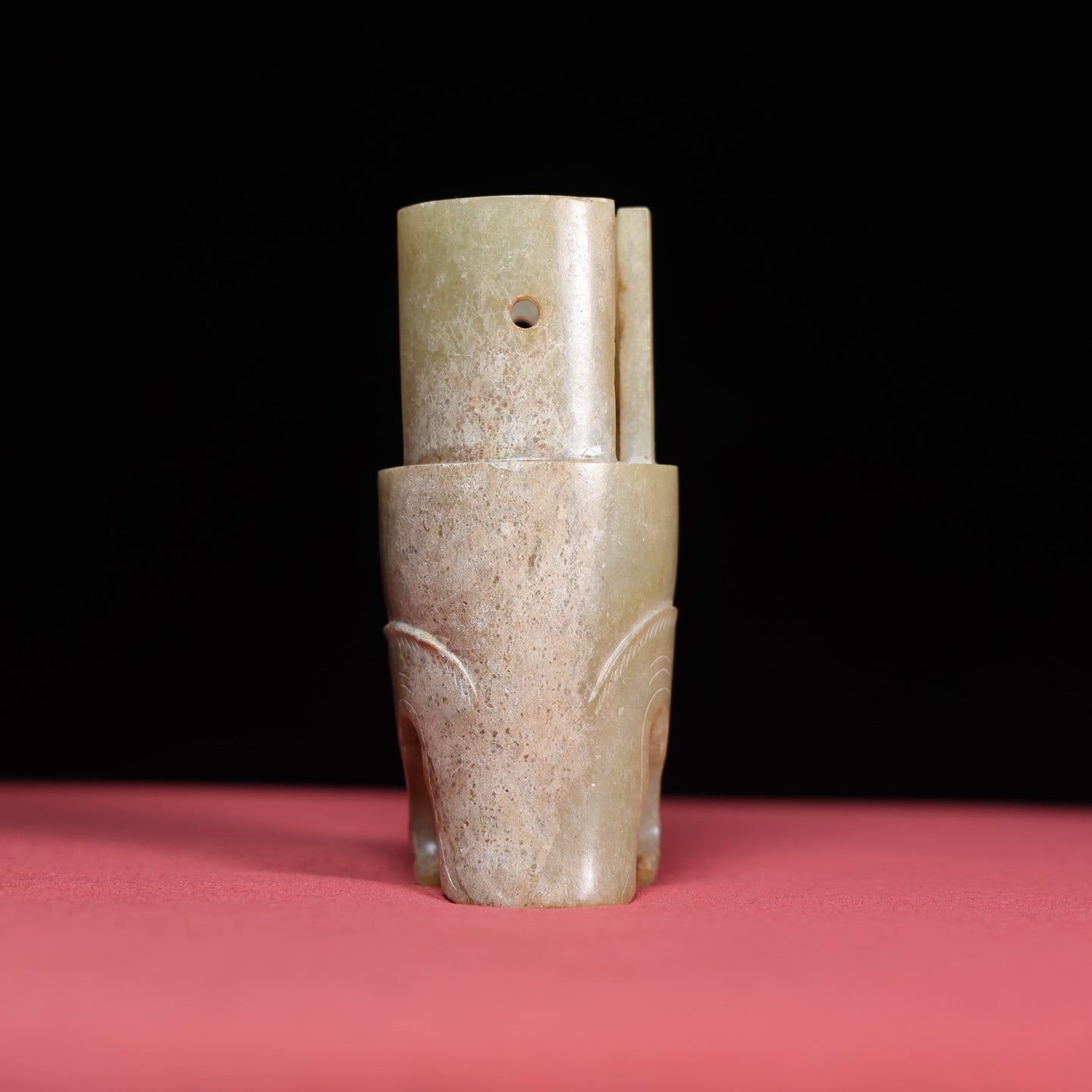 A1936 Vintage Chinese Hetian Jade Beast Head Pendant
