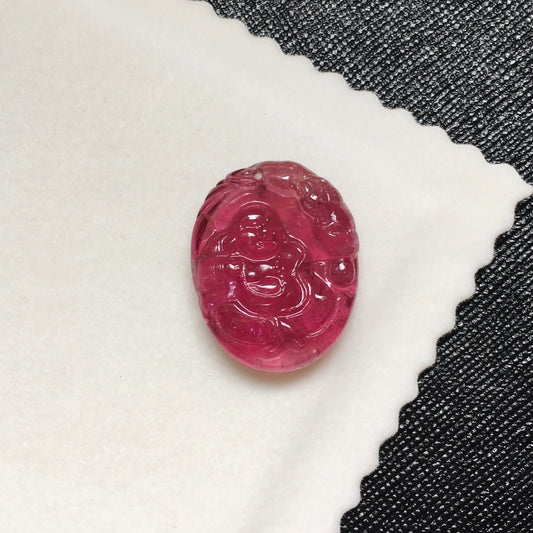 A1949 Exquisite Tourmaline Carved Laughing Buddha Pendant