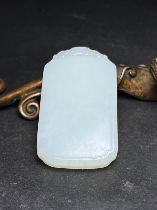 A1955 Chinese White Hetian Jade Lucky Pendant