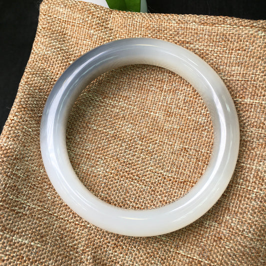 A2006 Inside Diameter 57 MM Chinese Smoke Purple & White Hetian Jade Bracelet