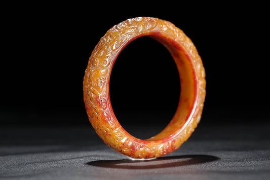 A2019 Inside Diameter 59 MM Vintage Chinese Hetian Jade Bracelet