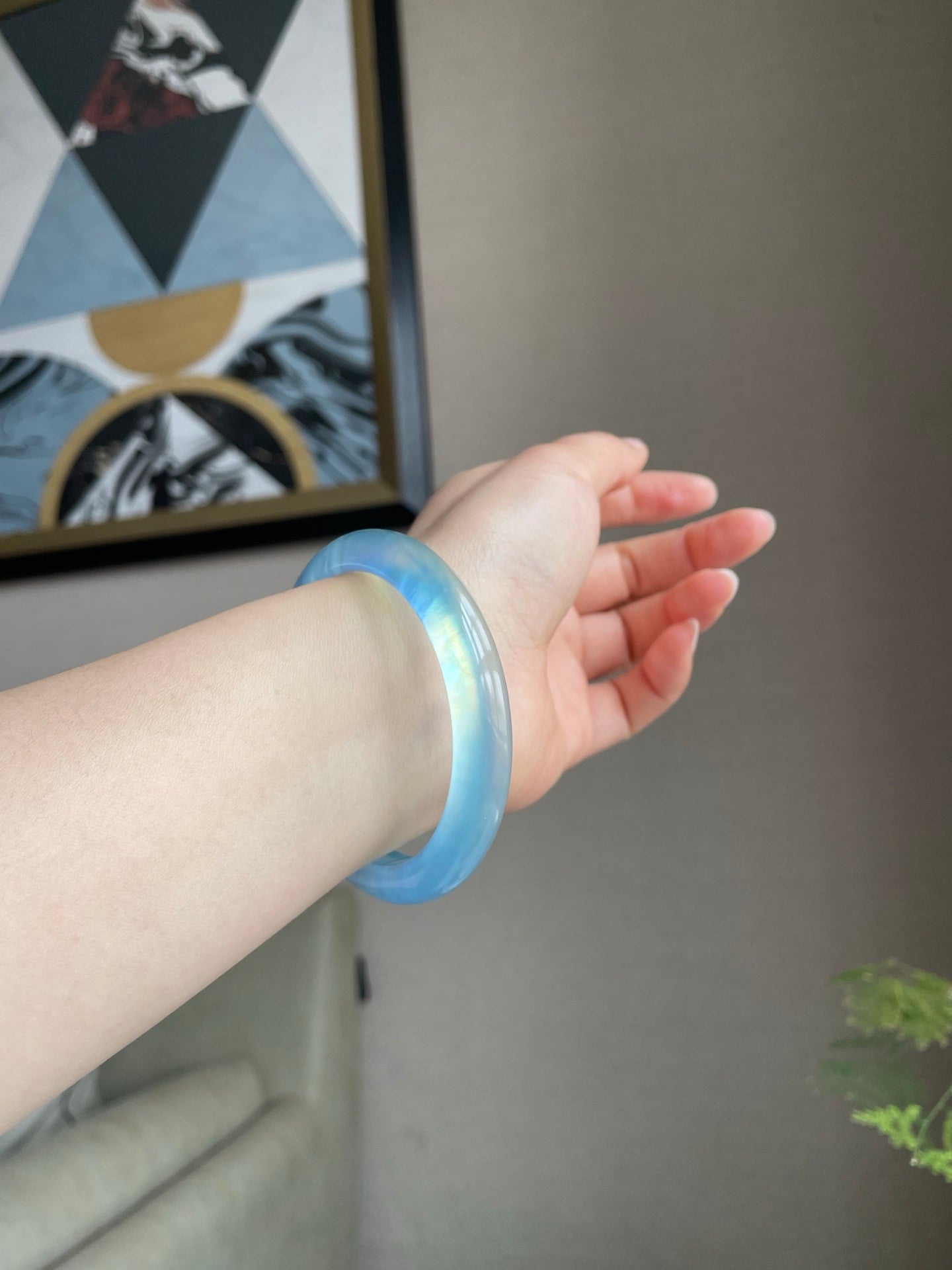 A2039 Inside Diameter 55 MM Beautiful Aquamarine Bracelet