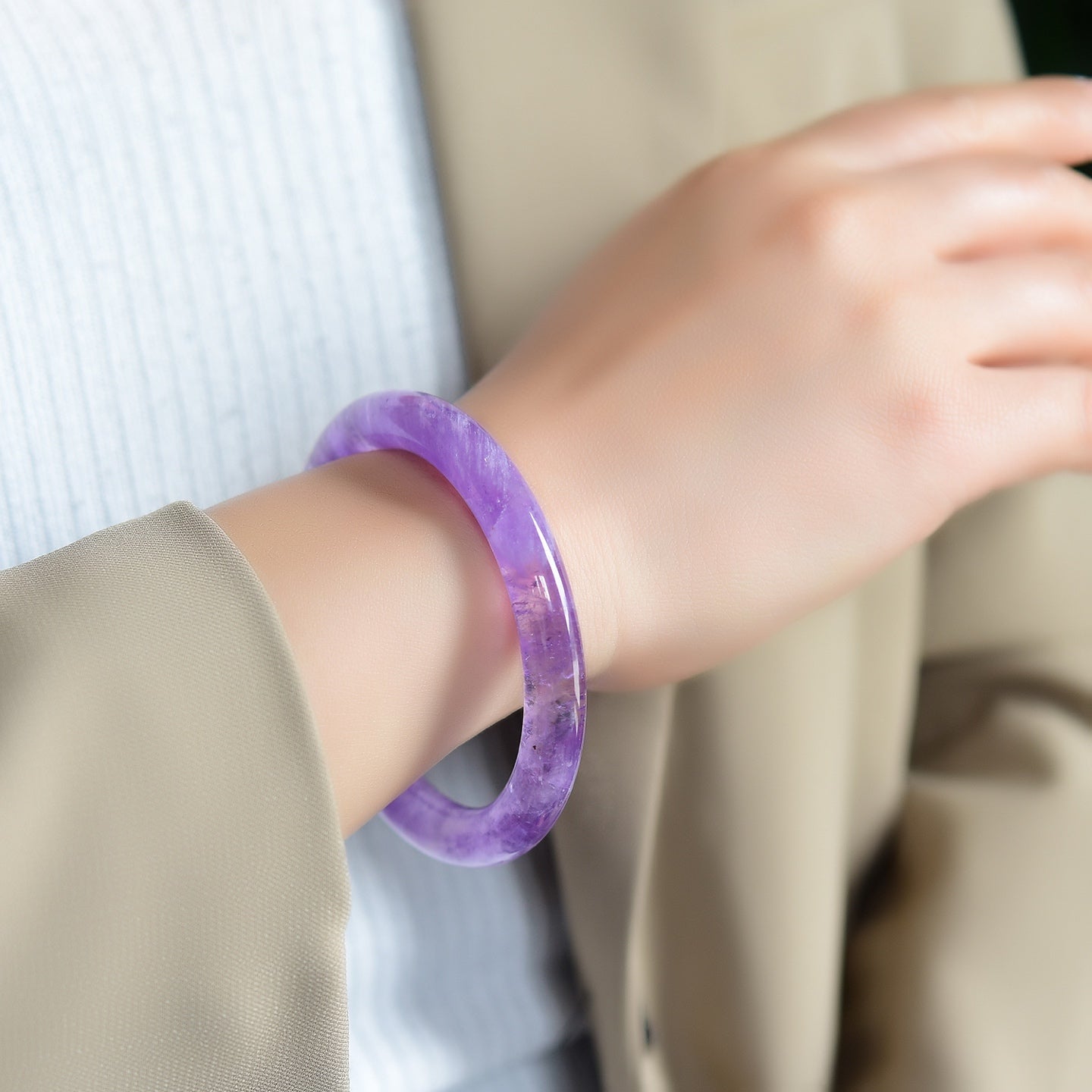 A2045 Inside Diameter 58 MM Natural Amethyst Bracelet