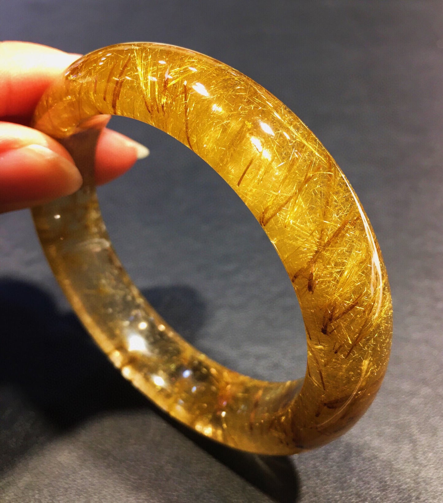 A2065 Inside Diameter 57 MM Beautiful Yellow Rutilated Quartz Bracelet