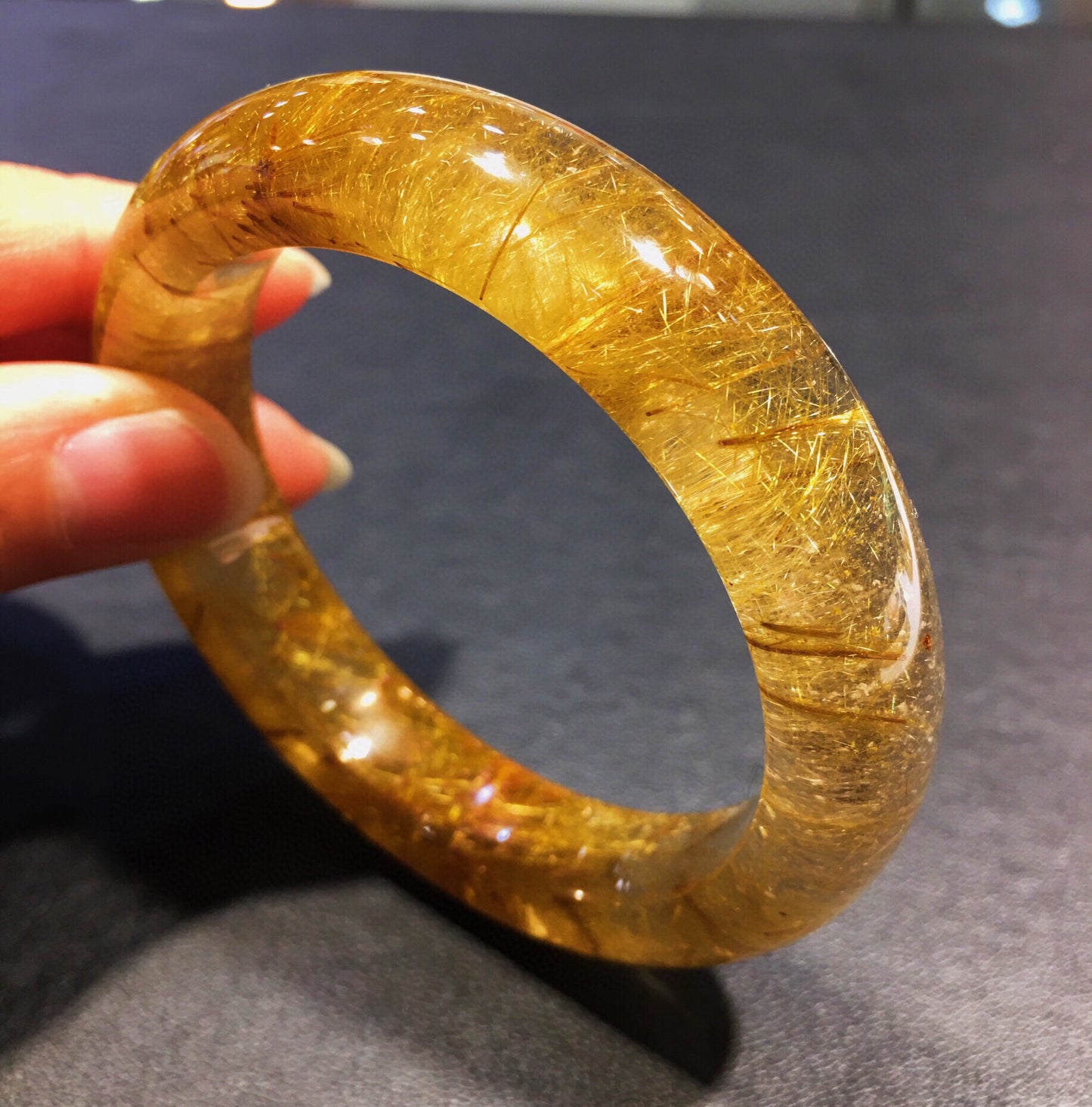 A2065 Inside Diameter 57 MM Beautiful Yellow Rutilated Quartz Bracelet