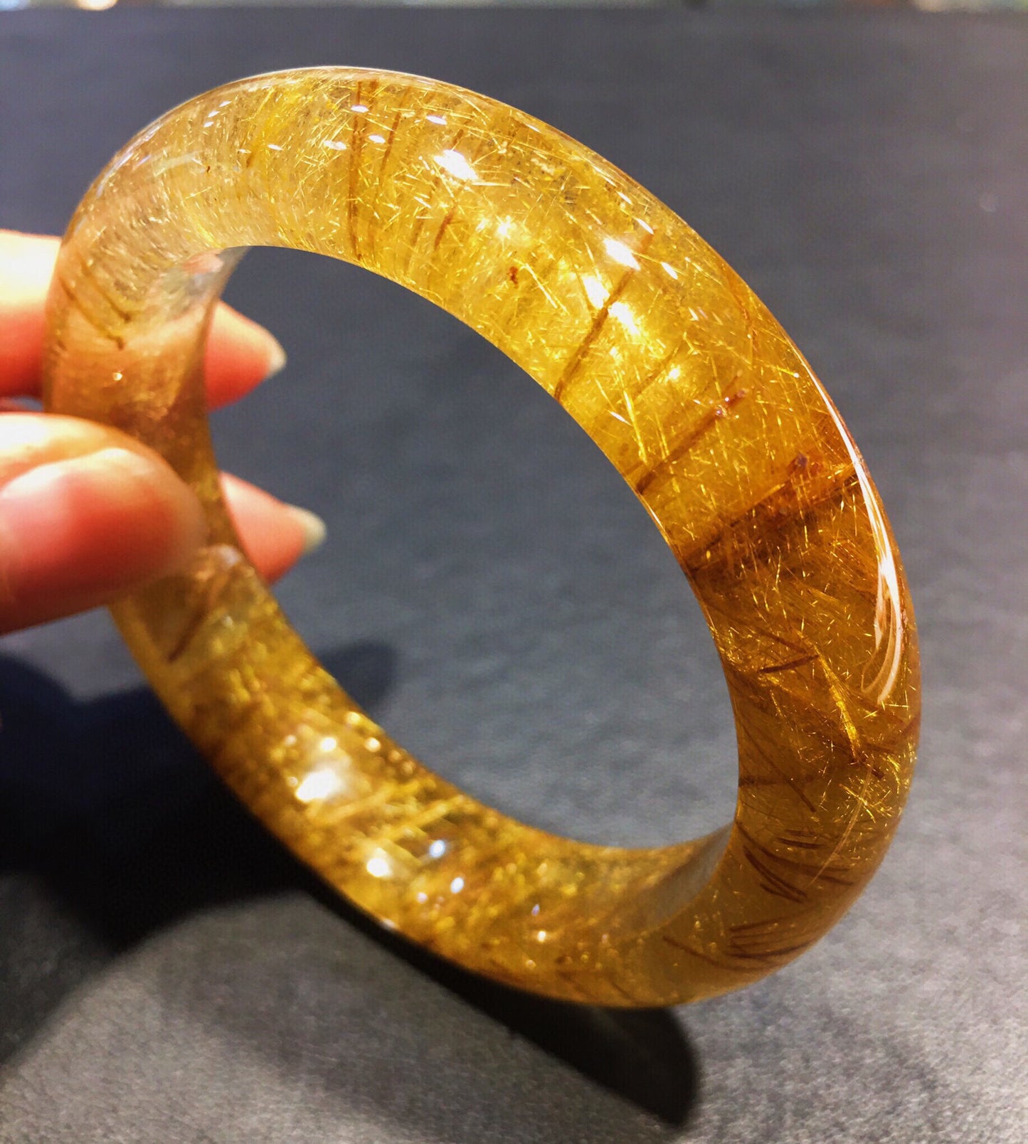 A2065 Inside Diameter 57 MM Beautiful Yellow Rutilated Quartz Bracelet
