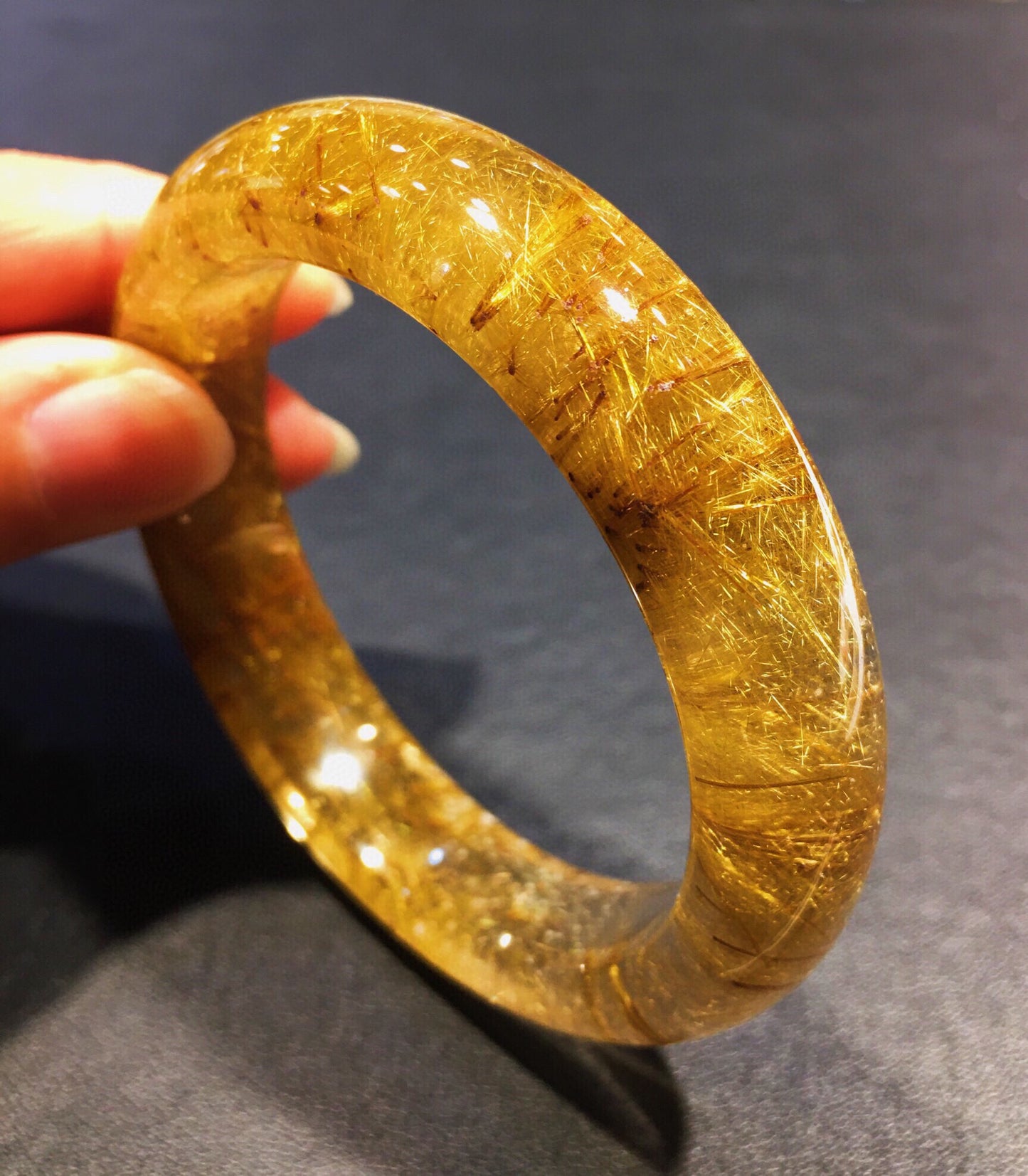 A2065 Inside Diameter 57 MM Beautiful Yellow Rutilated Quartz Bracelet