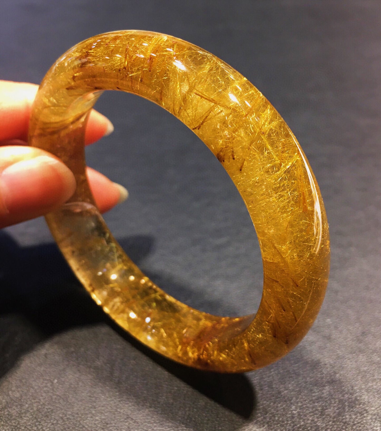 A2065 Inside Diameter 57 MM Beautiful Yellow Rutilated Quartz Bracelet
