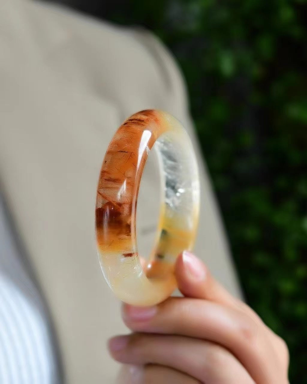 A2068 Inside Diameter 55 MM Beautiful Rutilated Quartz Bracelet