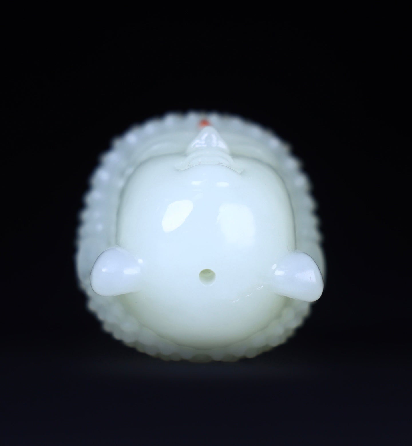 A2093 Superb Chinese Gilt Gold White Hetian Jade Carved Buddha Bead Statue