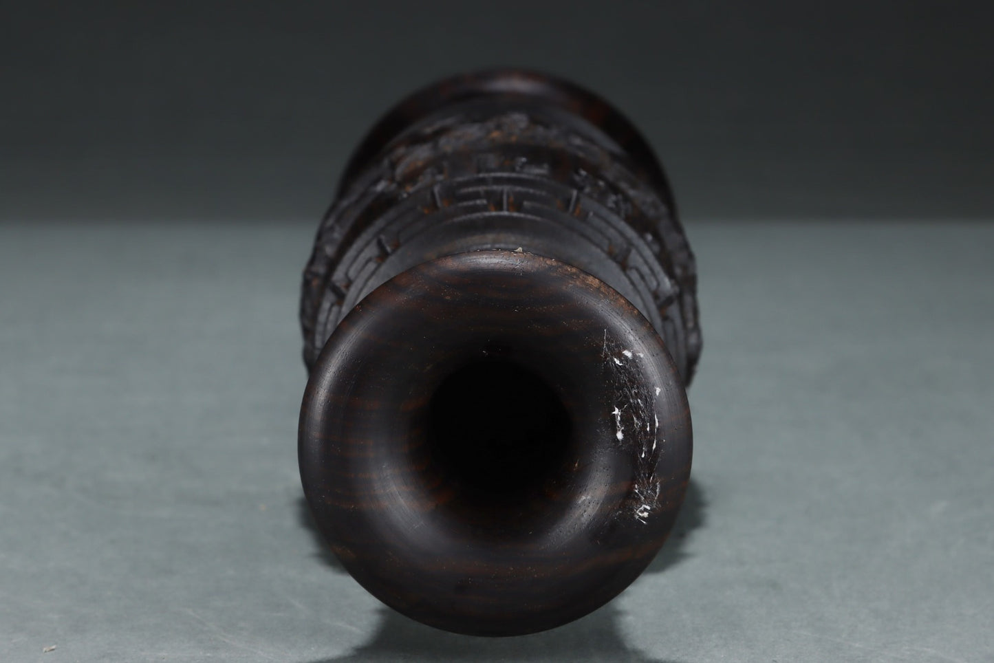 A2140 Old Chinese Chenxiang Wood Low Relief Eight Horse Vase