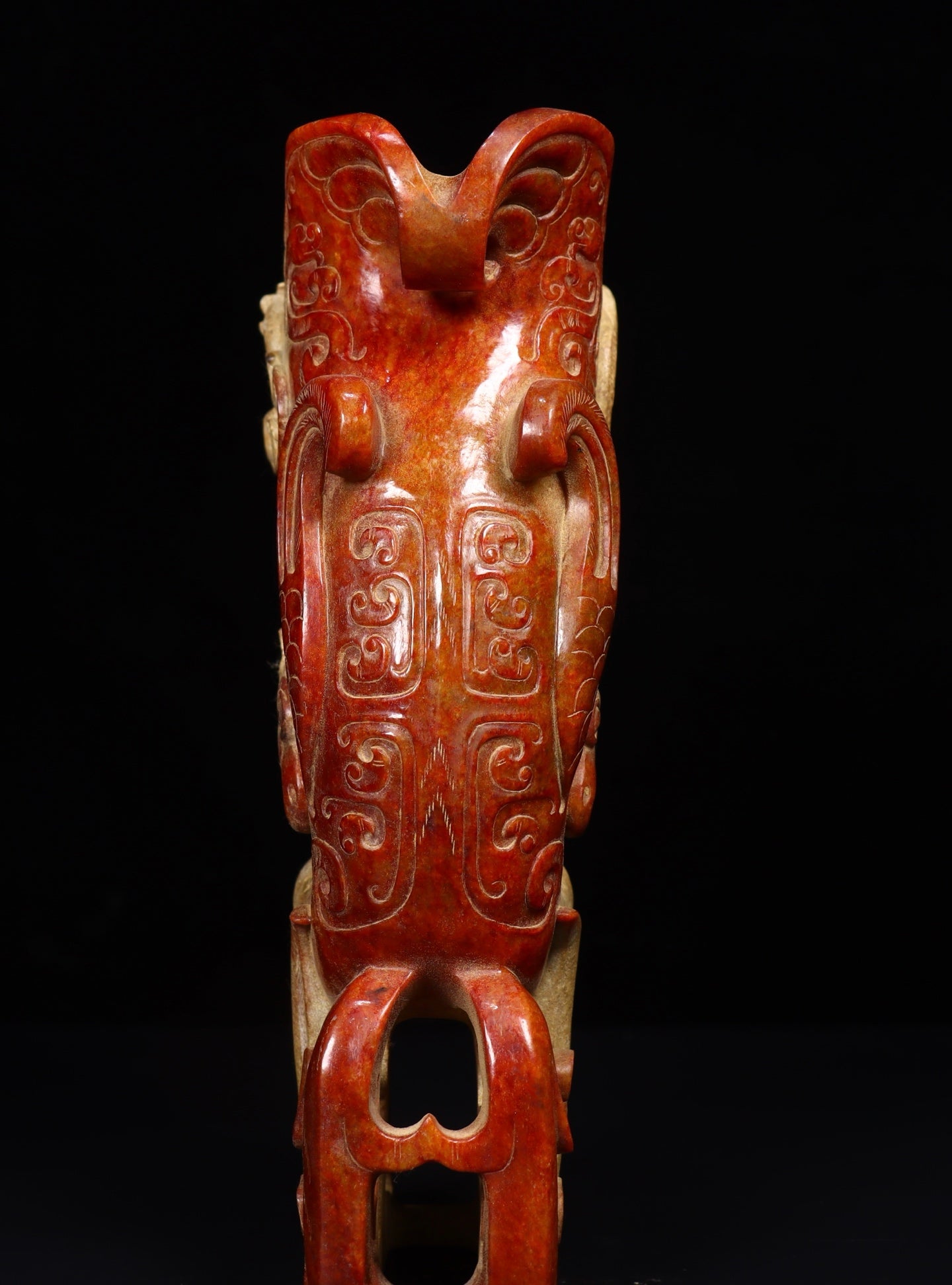 A2143 A Pair Superb Old Chinese Hetian Jade Dragon Phoenix Cups