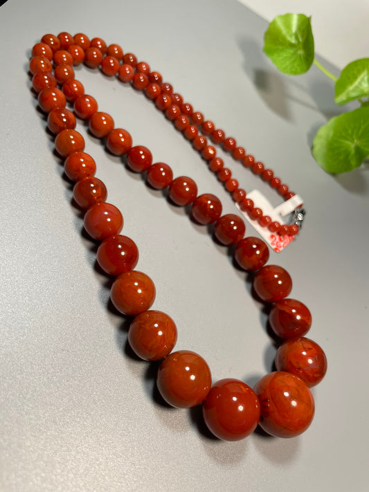 A2146 Beautiful Chinese Nanhong Agate Beads Necklace