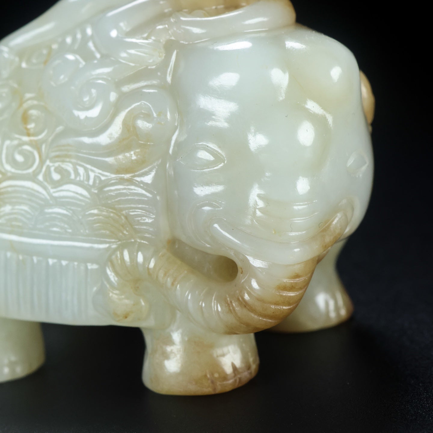 A2148 Superb Chinese Hetian Jade Carved Elephant &amp; Monkey Statue
