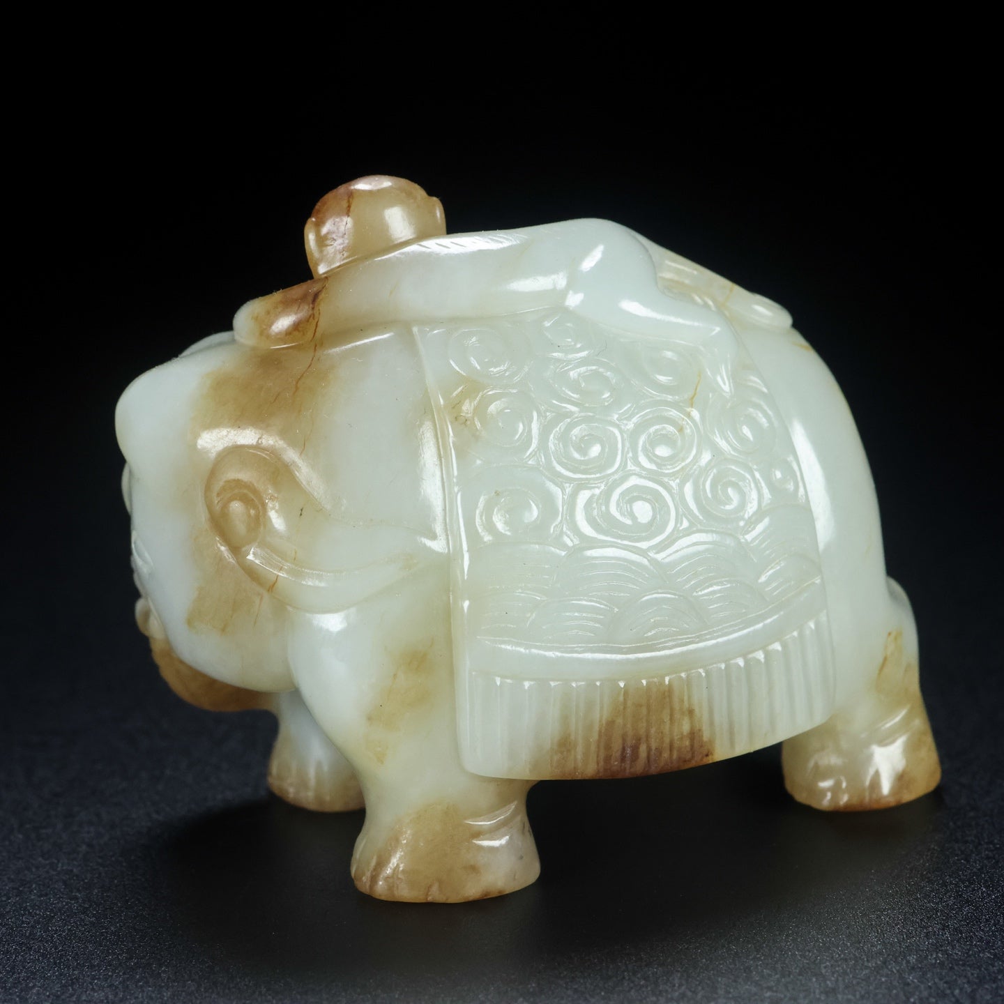 A2148 Superb Chinese Hetian Jade Carved Elephant &amp; Monkey Statue