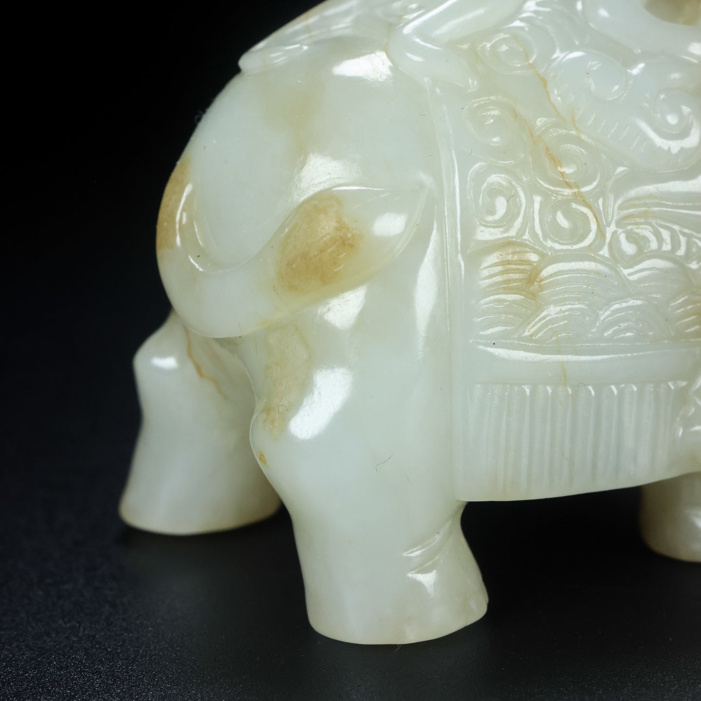 A2148 Superb Chinese Hetian Jade Carved Elephant &amp; Monkey Statue