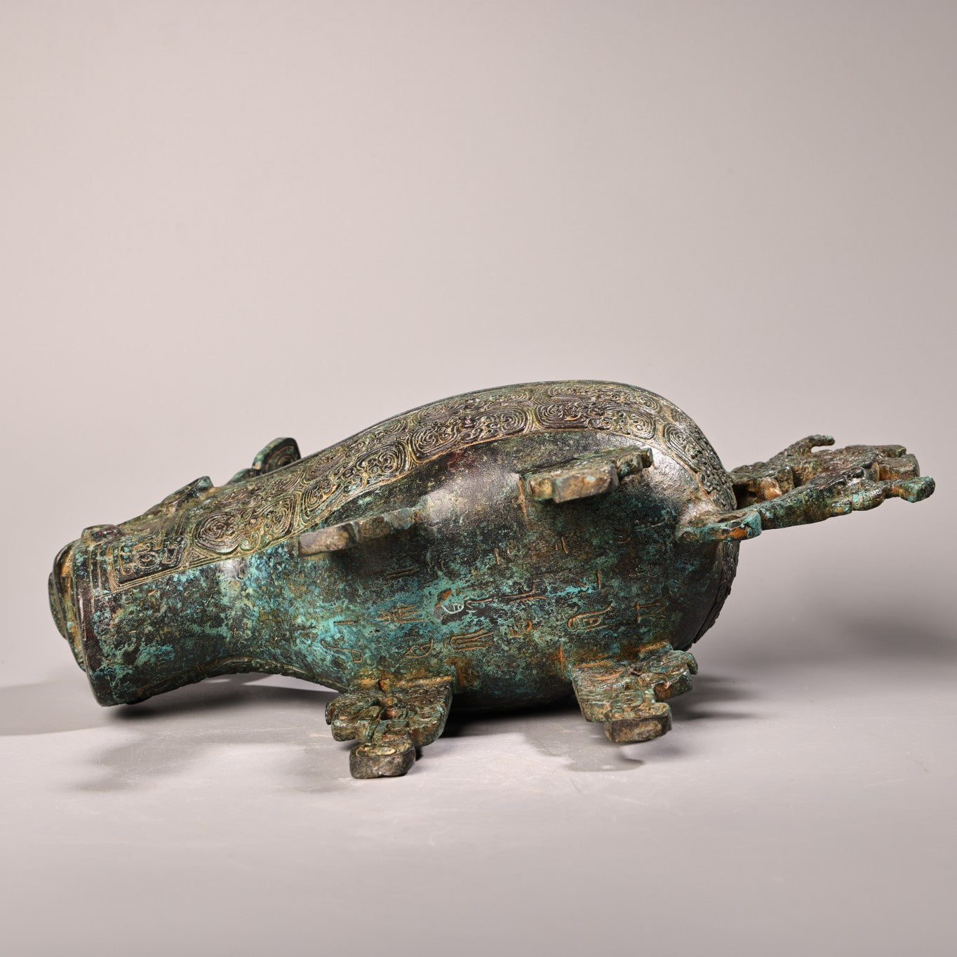 A2157 Vintage Chinese Bronze Fortune Beast Wine Cup
