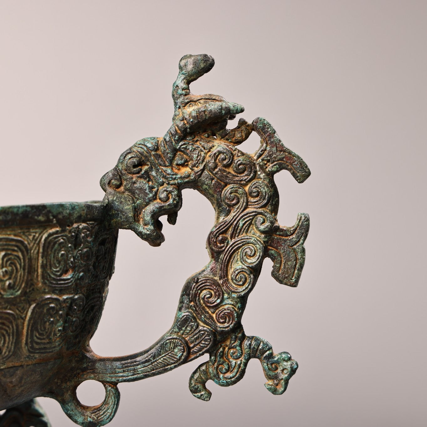 A2157 Vintage Chinese Bronze Fortune Beast Wine Cup