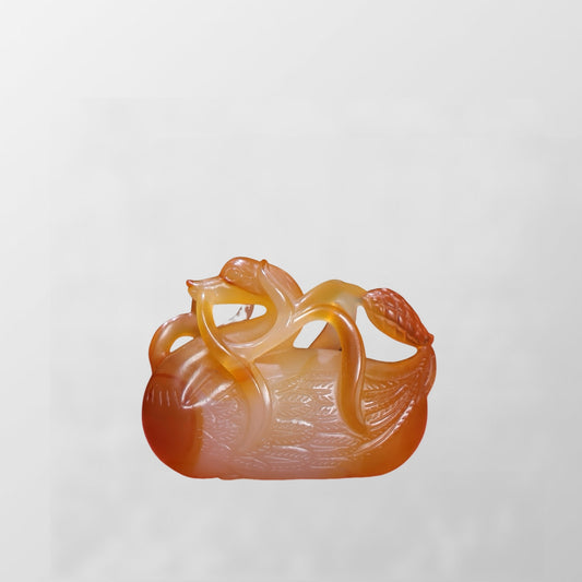 A2175 Beautiful Chinese Agate Carved Swan Statue/Pendant