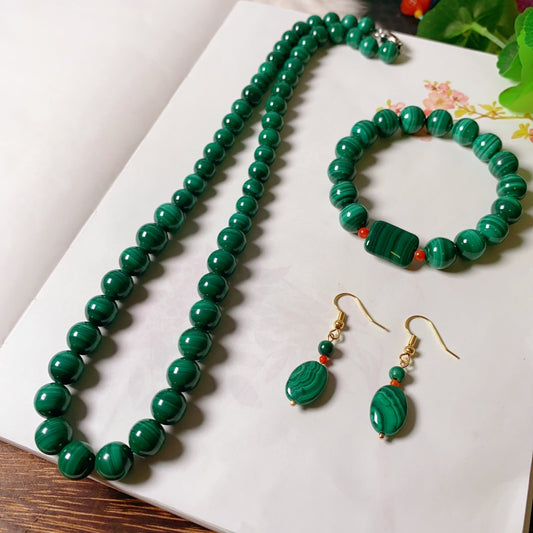 A2178 A Set Beautiful Malachite Necklace & Bracelet & Earring