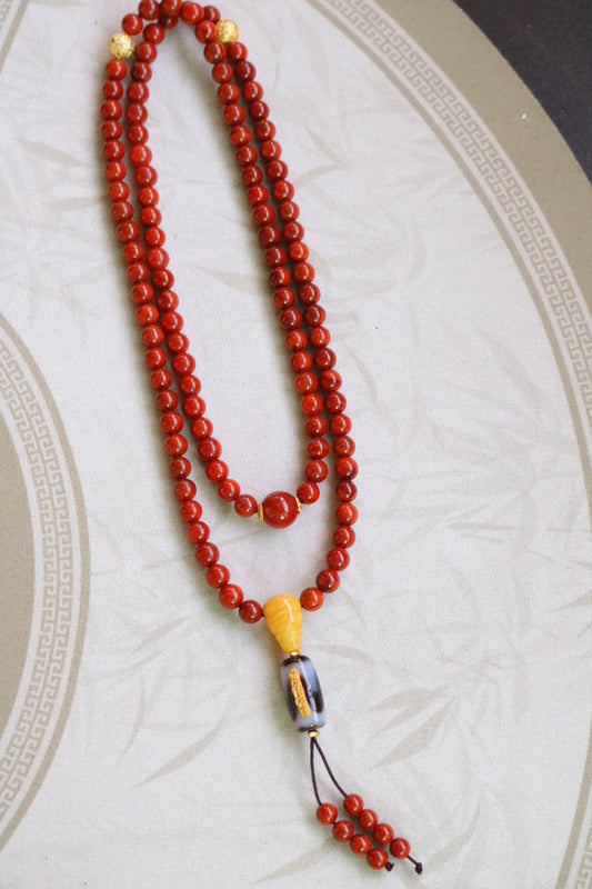 A2194 Beautiful Chinese Nanhong Agate Beads Necklace