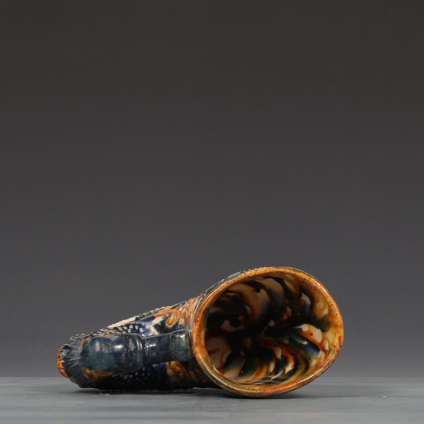 A2196 Vintage Chinese Tang San Cai Porcelain Peacock Cup