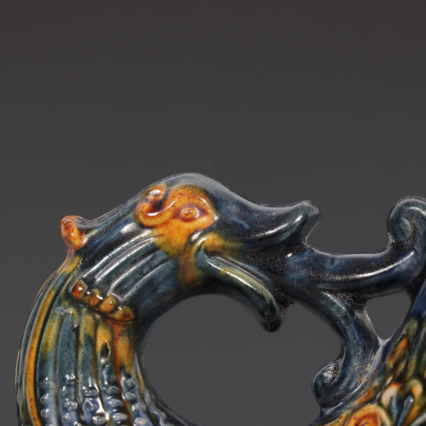 A2196 Vintage Chinese Tang San Cai Porcelain Peacock Cup