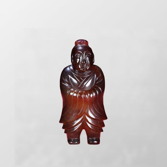 A2213 Vintage Chinese Agate Carved Kid Pendant