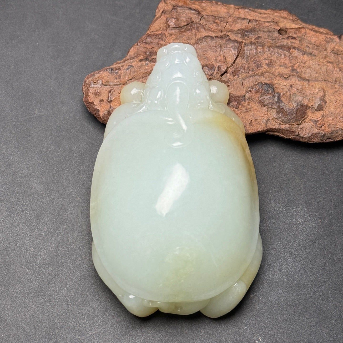 A2218 Superb Chinese Hetian Jade Carved Dragon Turtle Statue