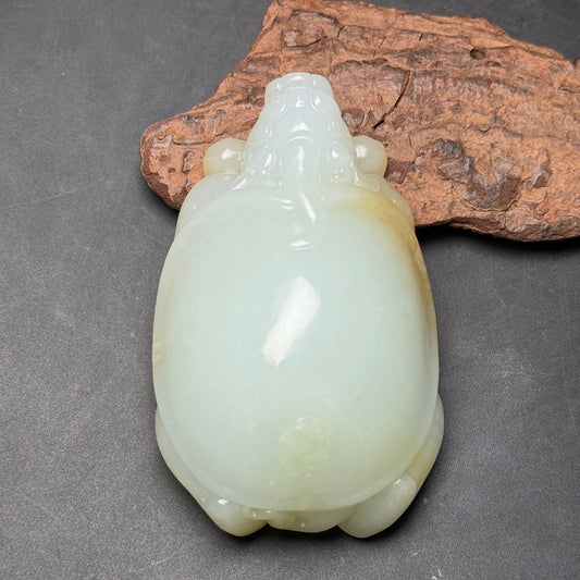A2218 Superb Chinese Hetian Jade Carved Dragon Turtle Statue