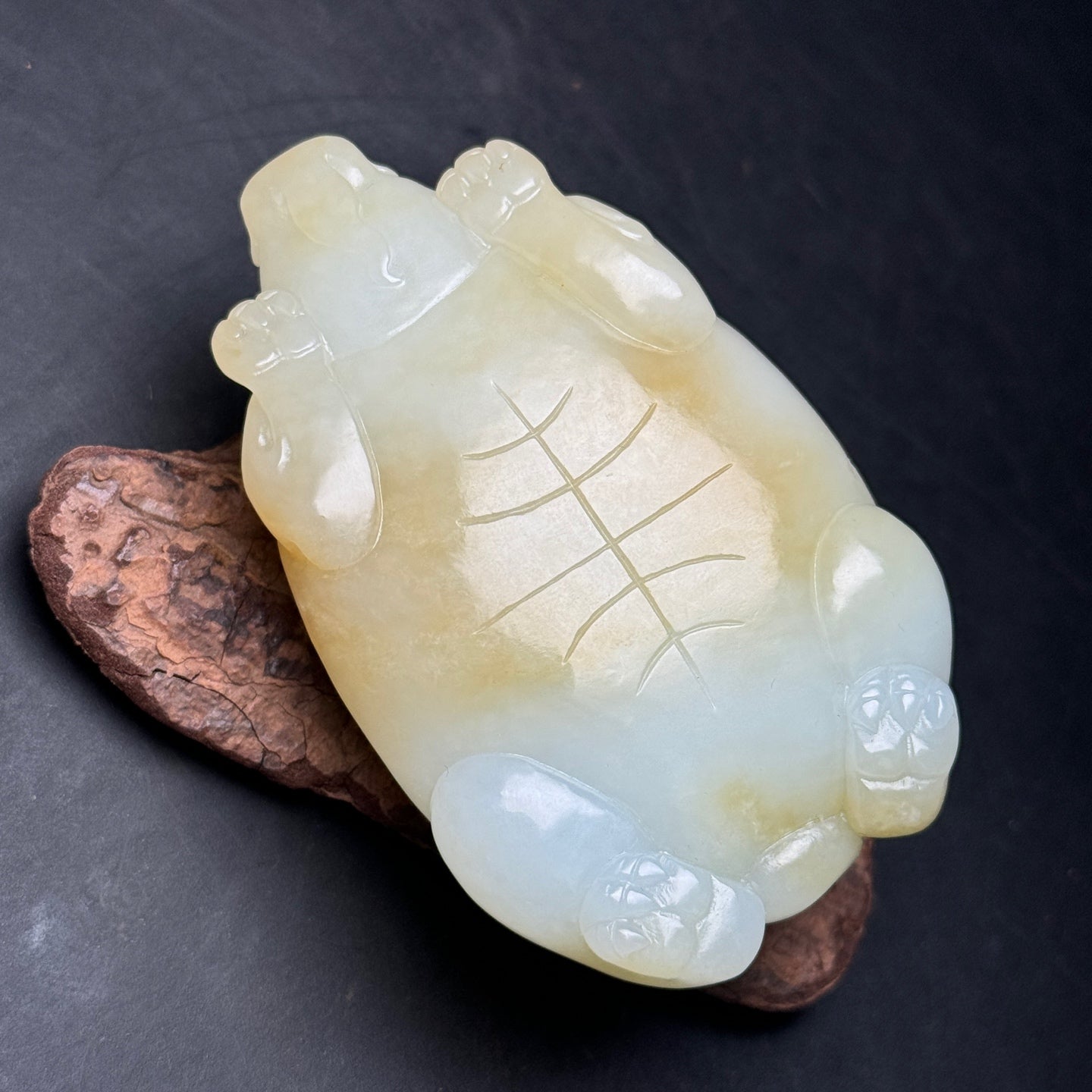 A2218 Superb Chinese Hetian Jade Carved Dragon Turtle Statue