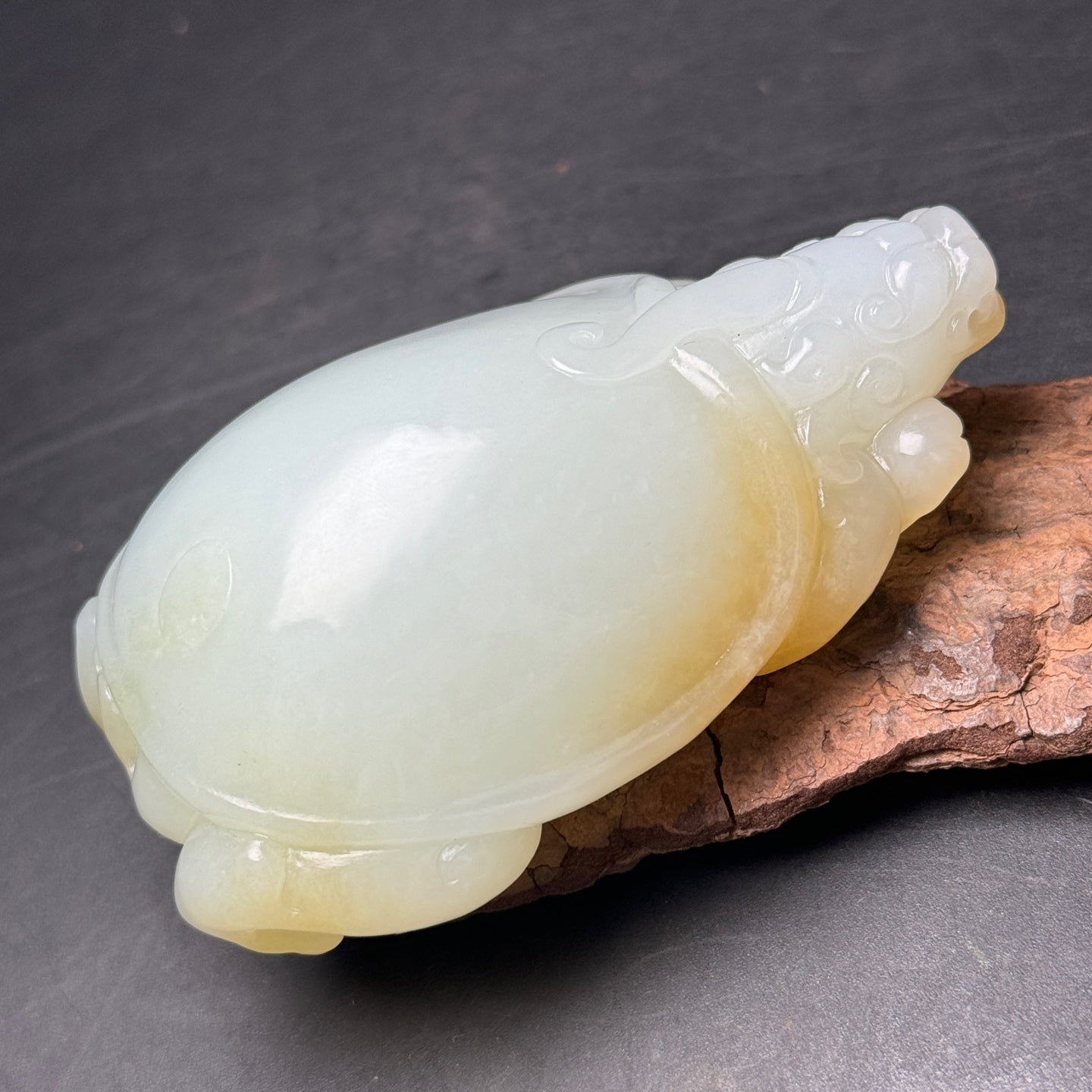 A2218 Superb Chinese Hetian Jade Carved Dragon Turtle Statue