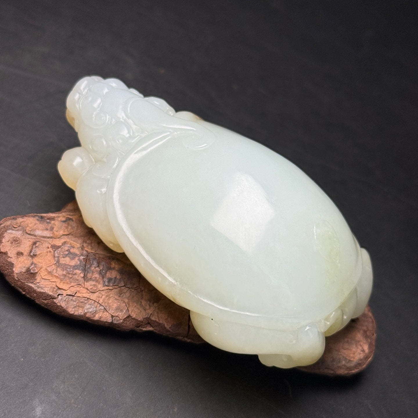 A2218 Superb Chinese Hetian Jade Carved Dragon Turtle Statue