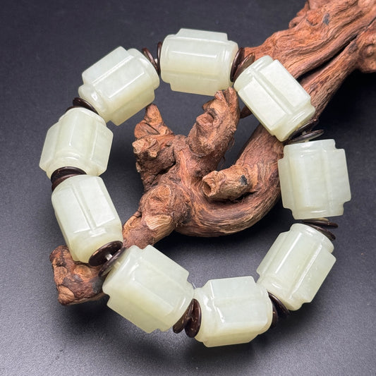 A2228 Superb Chinese Hetian Jade Beads Bracelet