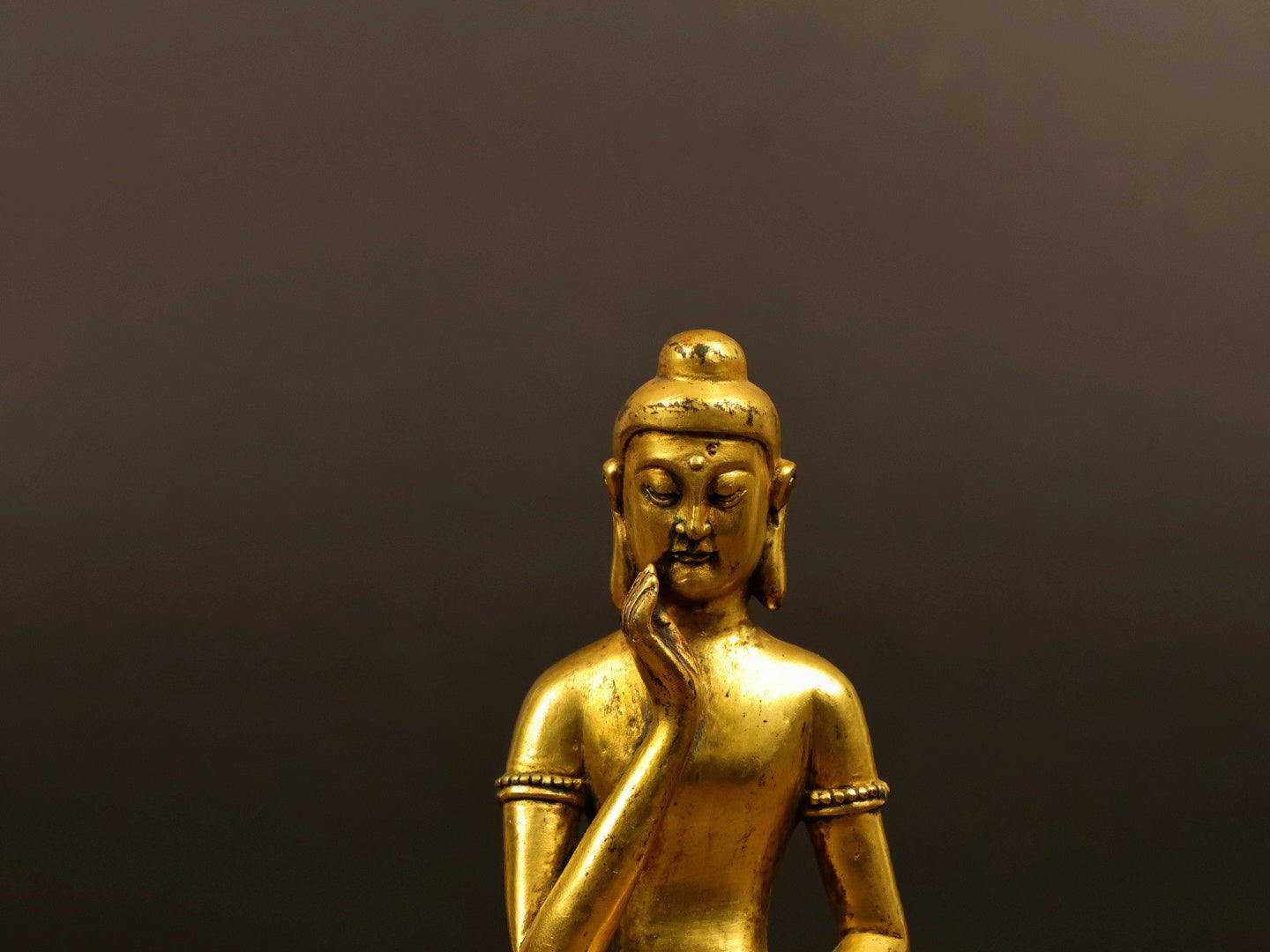 A2240 Vintage Chinese Gilt Gold Copper Figure Statue