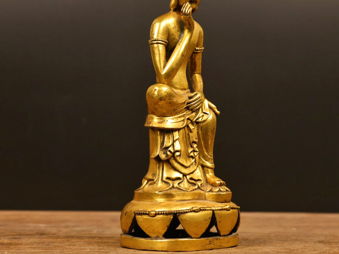 A2240 Vintage Chinese Gilt Gold Copper Figure Statue