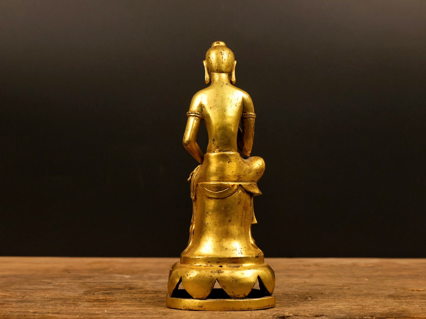 A2240 Vintage Chinese Gilt Gold Copper Figure Statue