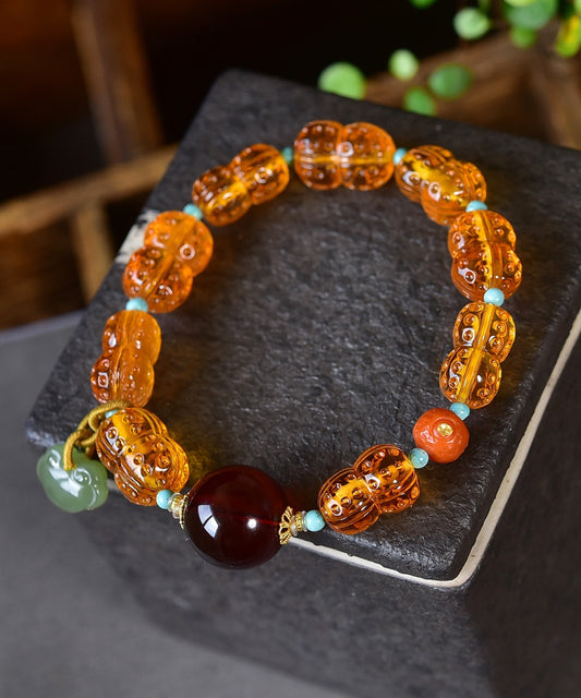 A2251 Hand Woven Beautiful Kimper Carved Peanut Beads Bracelet
