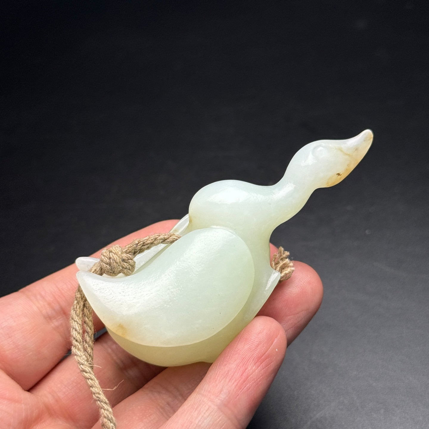 A2253 Chinese Natural Hetian Jade Carved Swan Statue