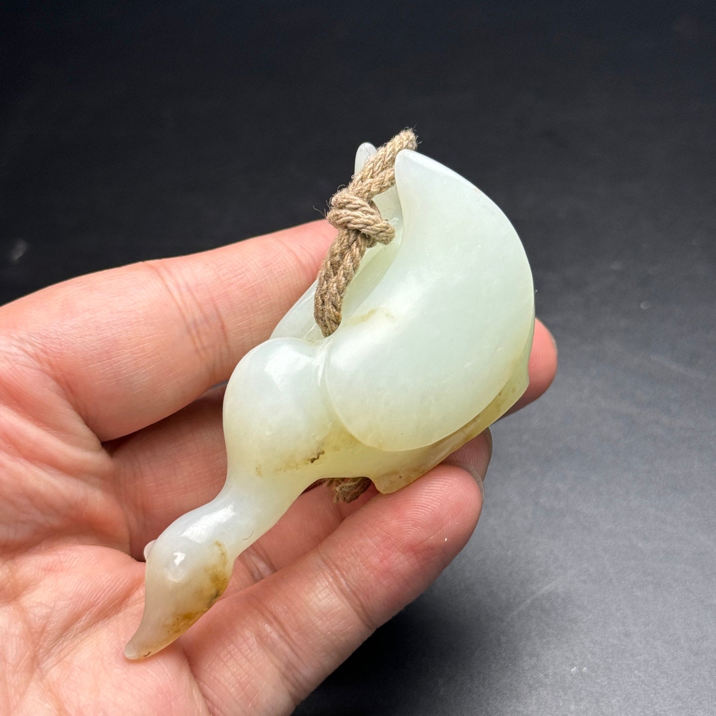 A2253 Chinese Natural Hetian Jade Carved Swan Statue