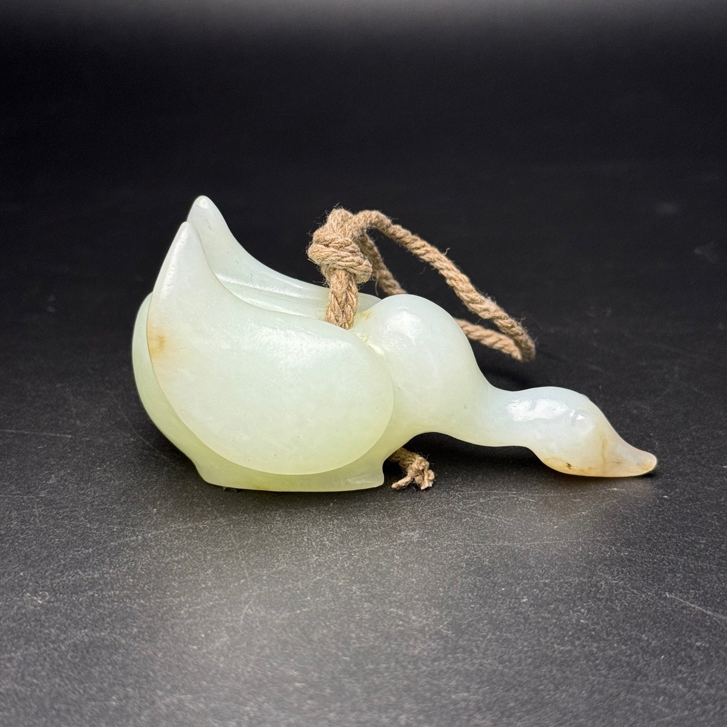 A2253 Chinese Natural Hetian Jade Carved Swan Statue
